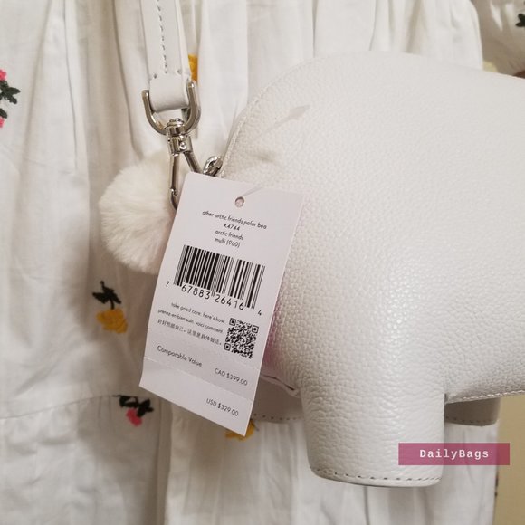 BEAUTIFUL ARTIC FRIENDS POLAR ANIMAL WHITE BEAR WEARING BLUE SCARF KATE SPADE - Picture 6 of 9